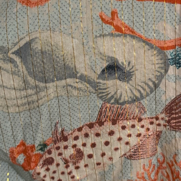 ARATTA SILENT JOURNEY Bohemian Blue Orange Kimono Floral Print‎ OS Coverup Swim - Picture 7 of 9